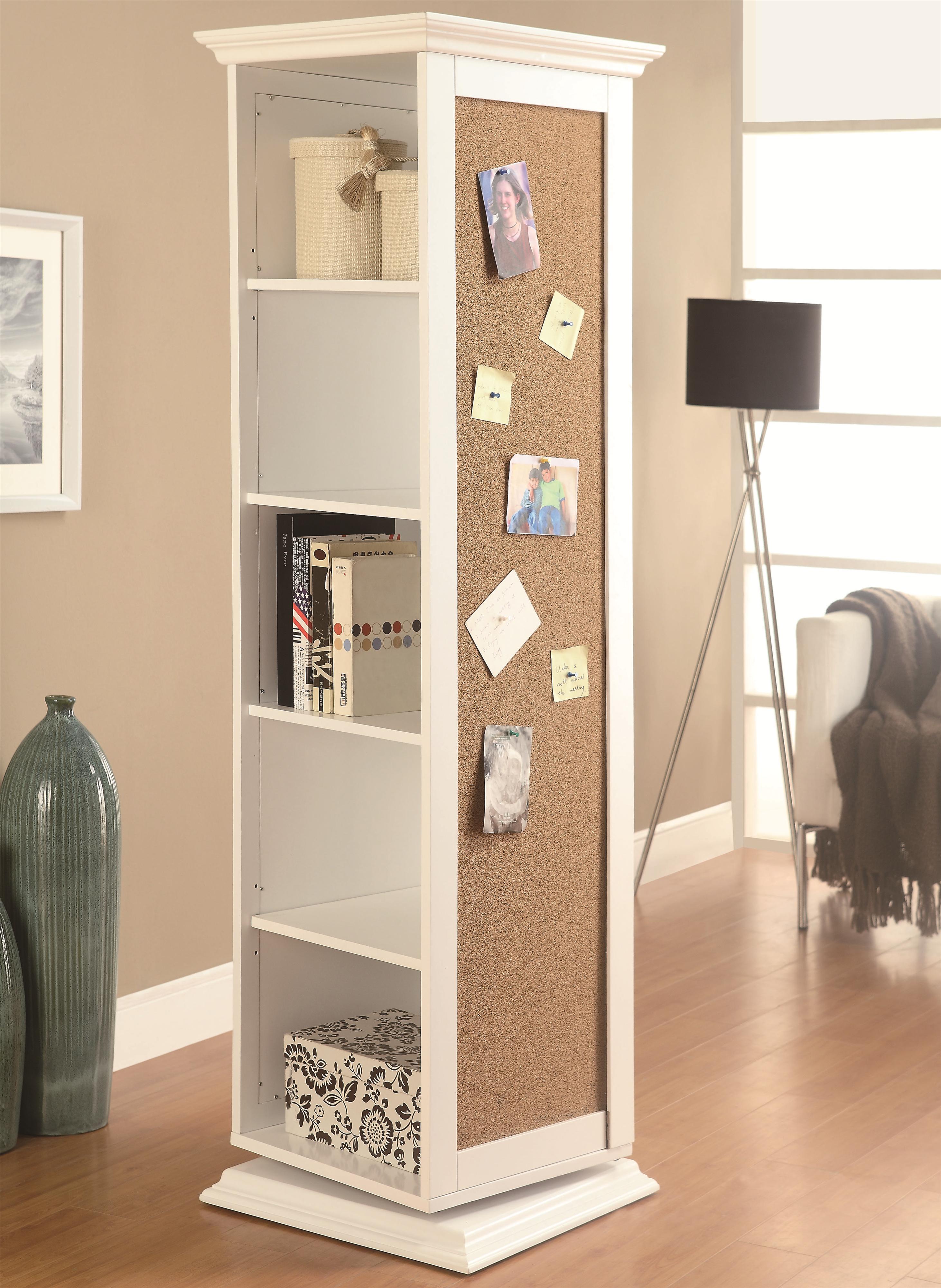 Accent Cabinets White Swivel Storage Cabinet With Cork Board Sadler S Home Furnishings Accent Chests