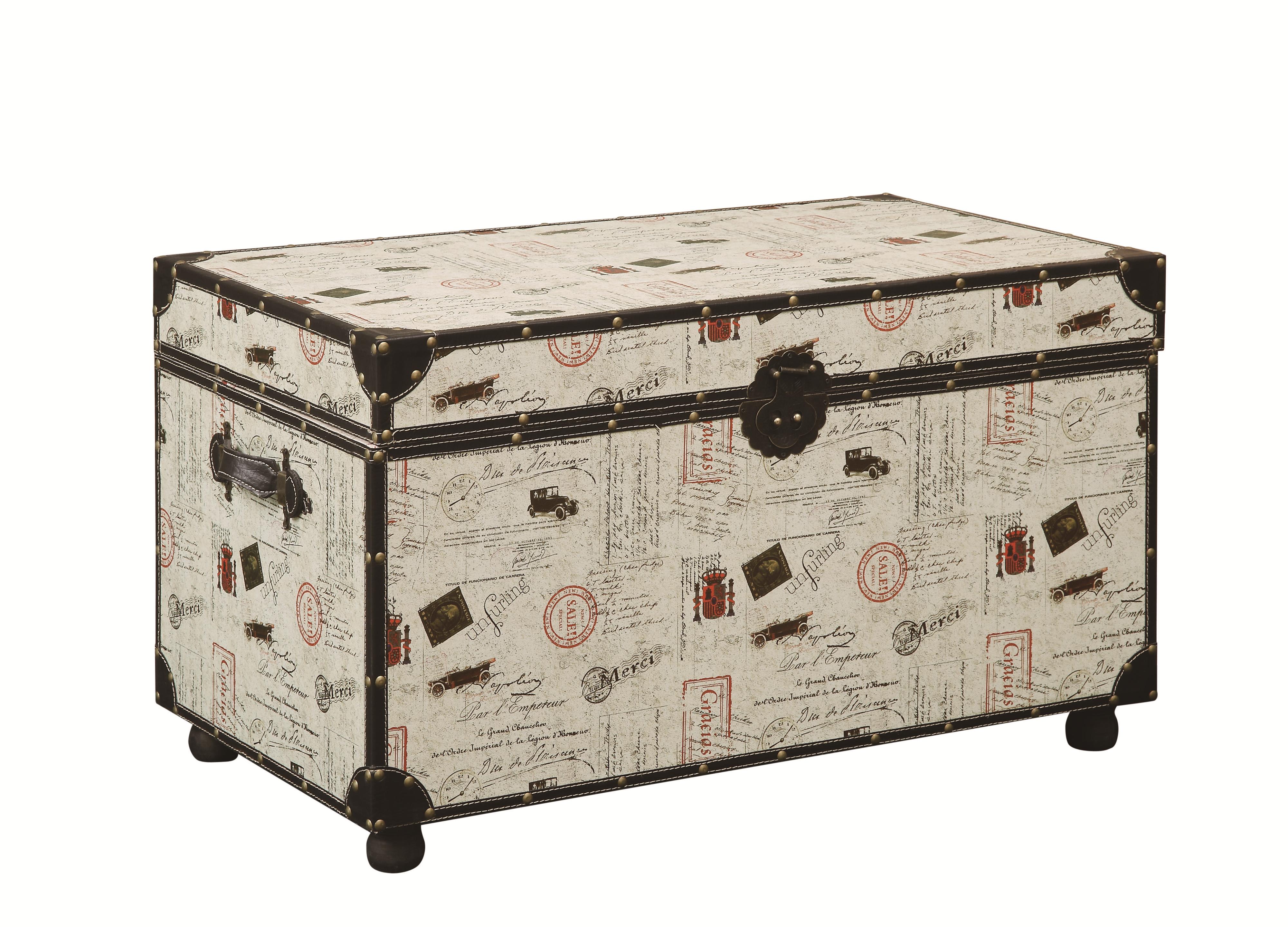 Fine Furniture Accent Cabinets 950168 Postage Print Storage Trunk