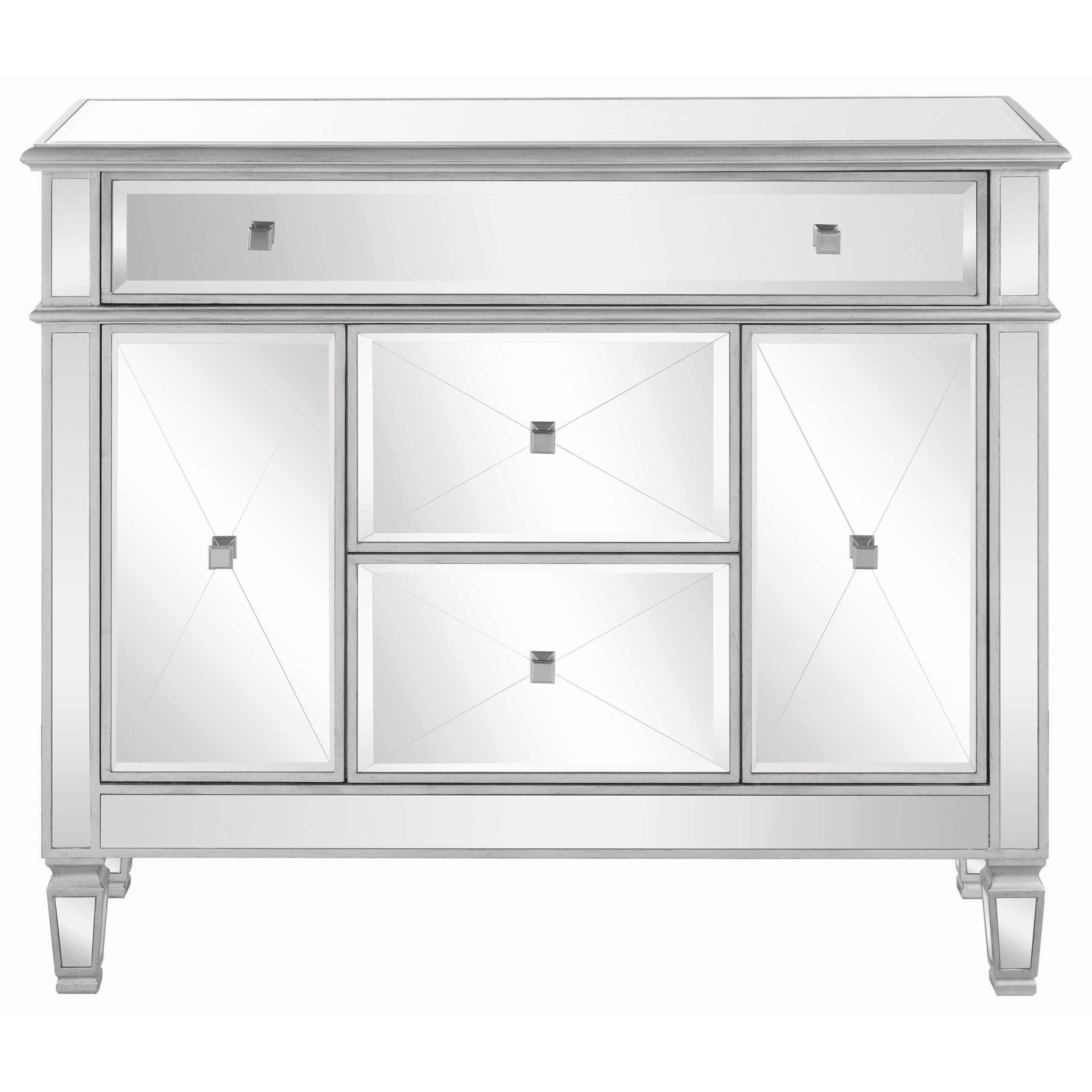 Accent Cabinets Contemporary Silver Accent Cabinet With Mirrored