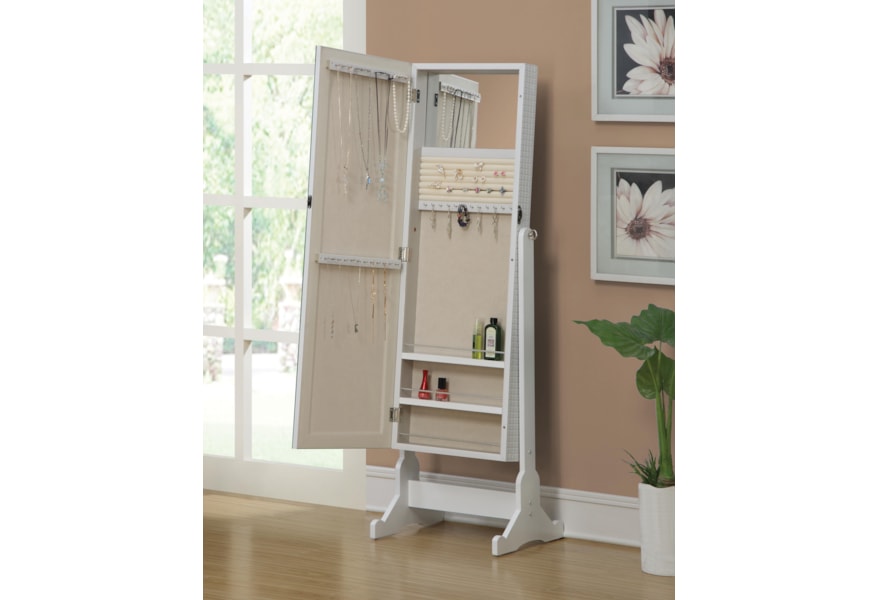 Coaster Accent Mirrors 901827 Jewelry Cheval Mirror With Interior Storage Corner Furniture Floor Mirrors