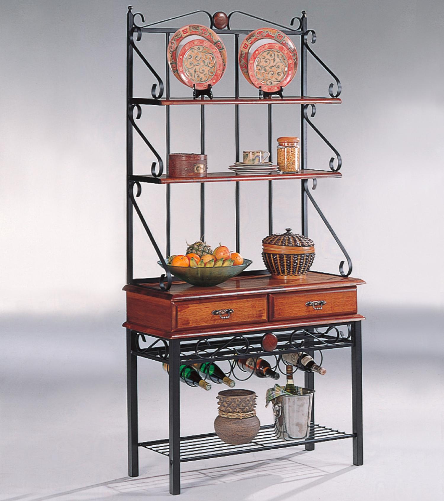Coaster Accent Racks 5424 3 Shelf Kitchen Cabinet with Wine ...