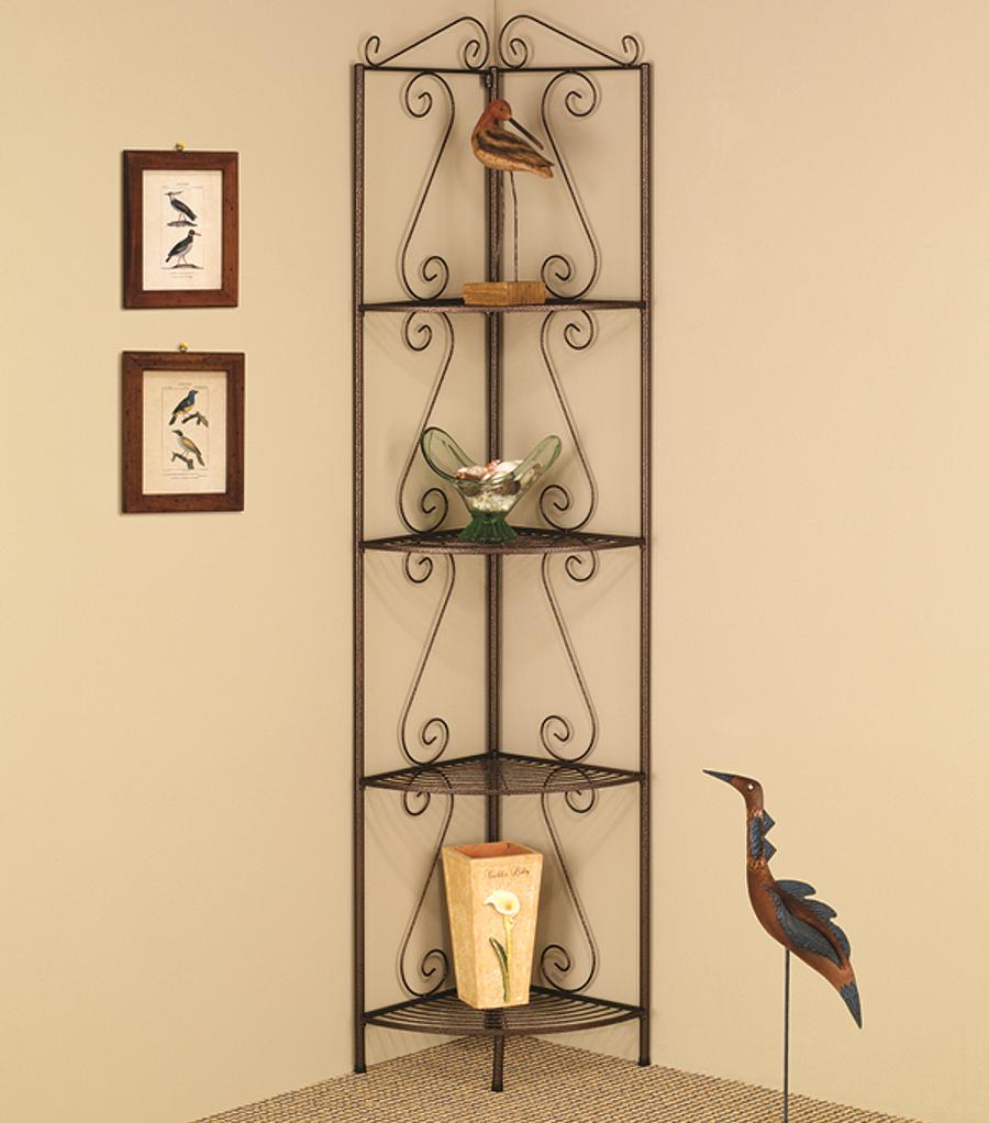 Coaster Accent Racks Copper Corner Shelf With Decorative Scrolls