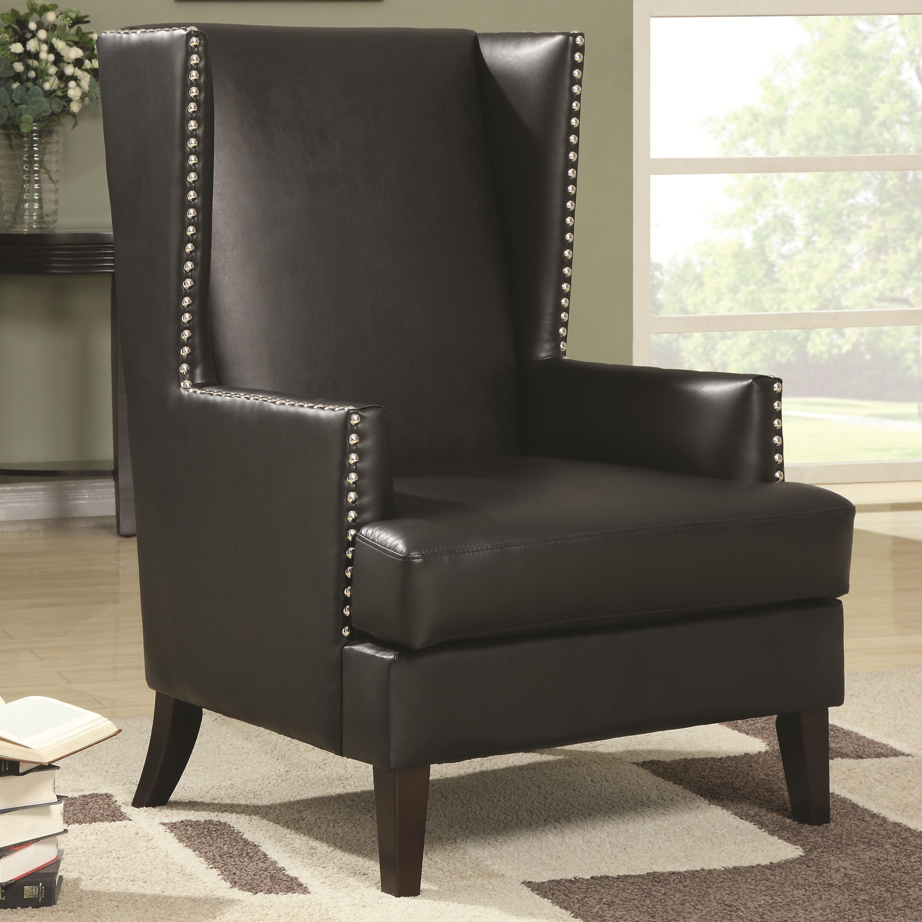 Accent Seating Wing Back Accent Chair In Transitional Furniture Style With Nail Head Trim Sadler S Home Furnishings Wing Chairs