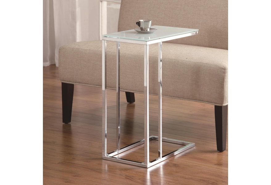 Coaster Accent Tables 900250 Chrome Snack Table With Frosted