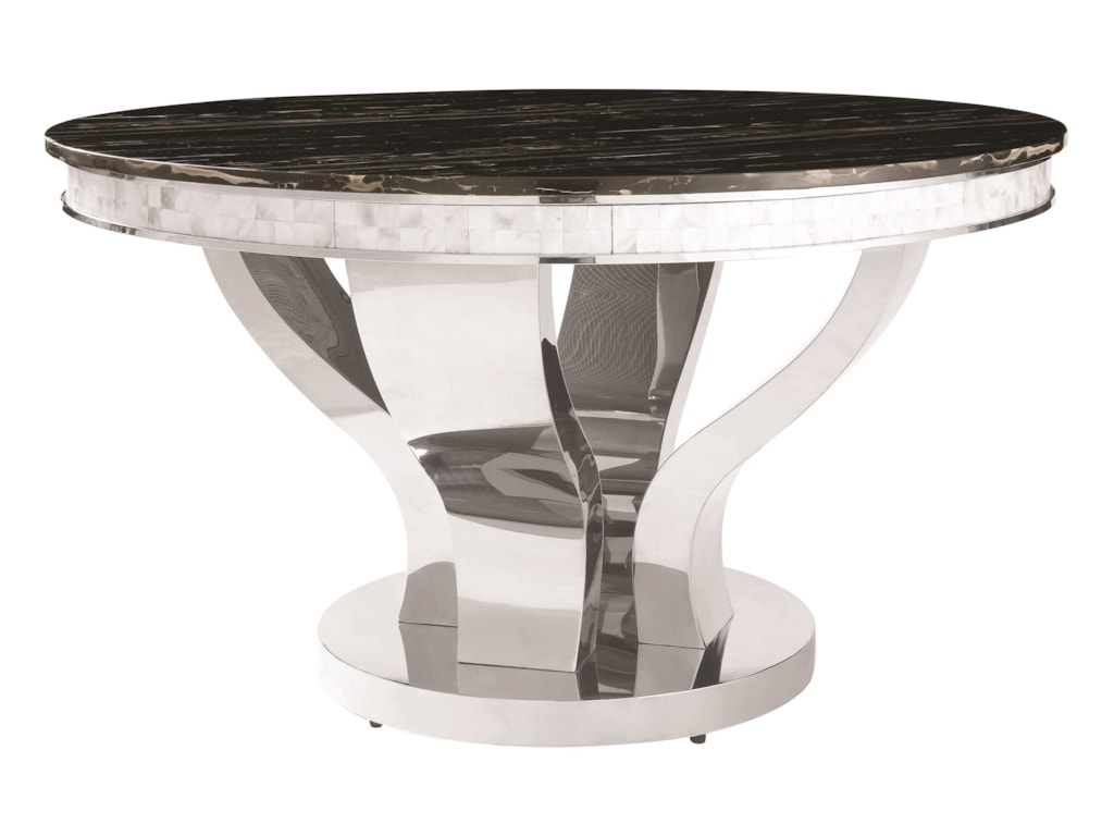 Coaster Anchorage 107891 Faux Marble Dining Table With Chrome Coaster Anchoragedining Table