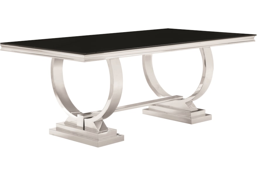 Antoine Stainless Steel Dining Table With Gl Top By Coaster At Standard Furniture