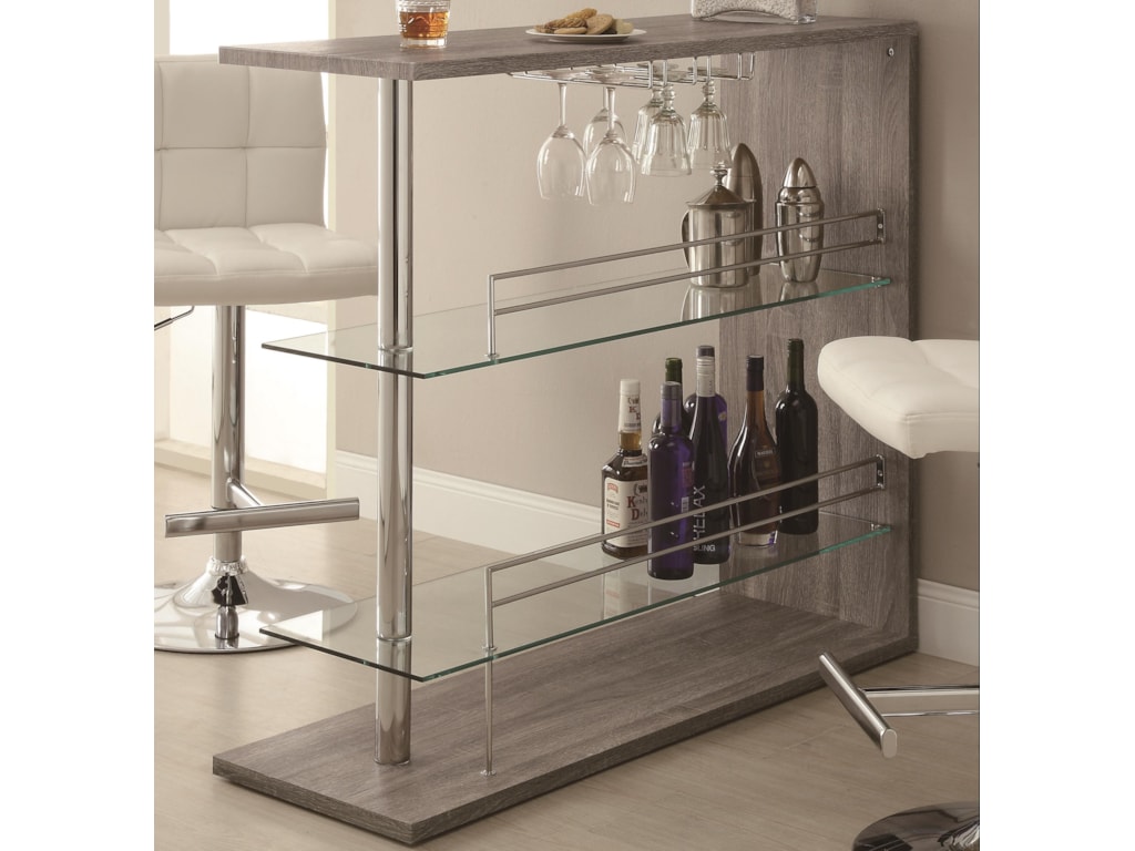 Coaster Bar Units And Tables 100156 Rectangular Unit With 2 Bar Units And Tables Rectangular Unit With 2 Shelves Wine Holder By Coaster