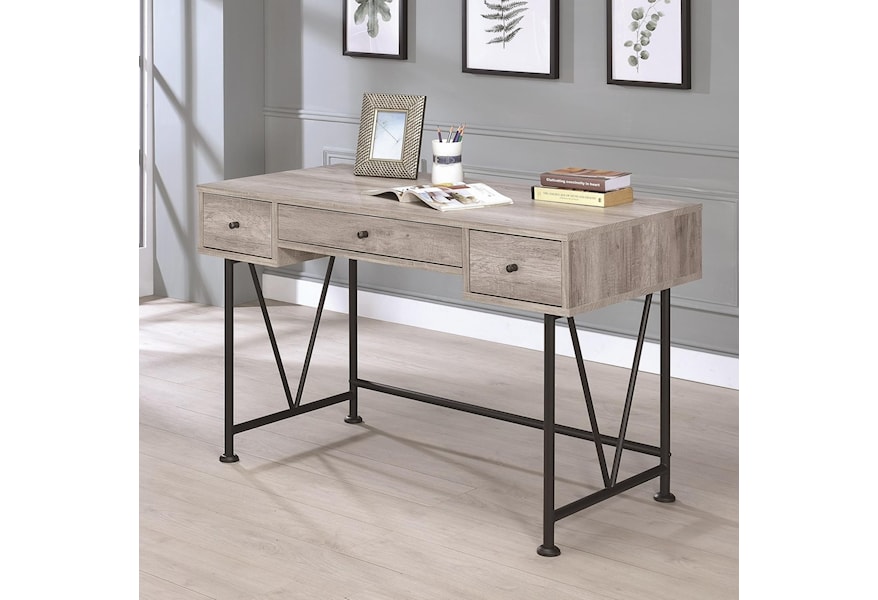 Coaster Guthrie Industrial Style Writing Desk With 3 Drawers