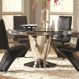 Coaster Barzini 105061 Round Dining Table With Tempered Black Glass Top Northeast Factory Direct Dining Tables