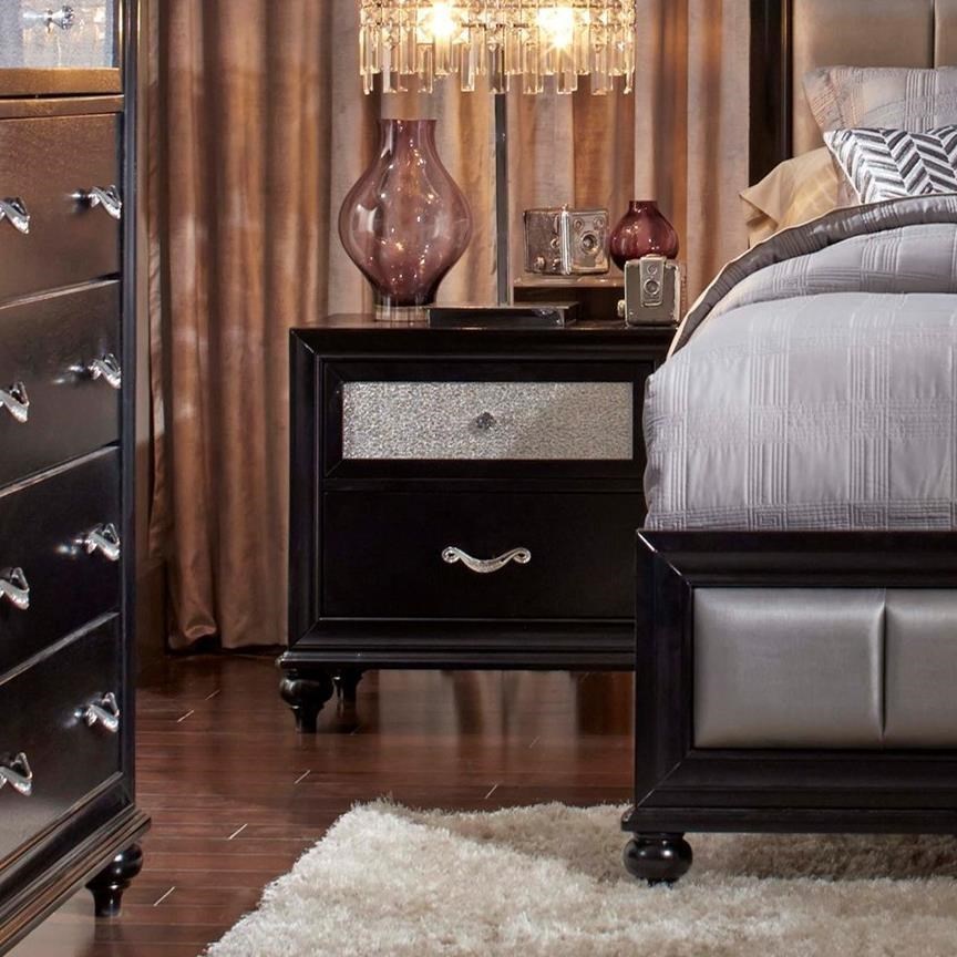 Coaster Barzini 2 Drawer Nightstand With A Metallic Acrylic Drawer Front A1 Furniture Mattress Nightstands