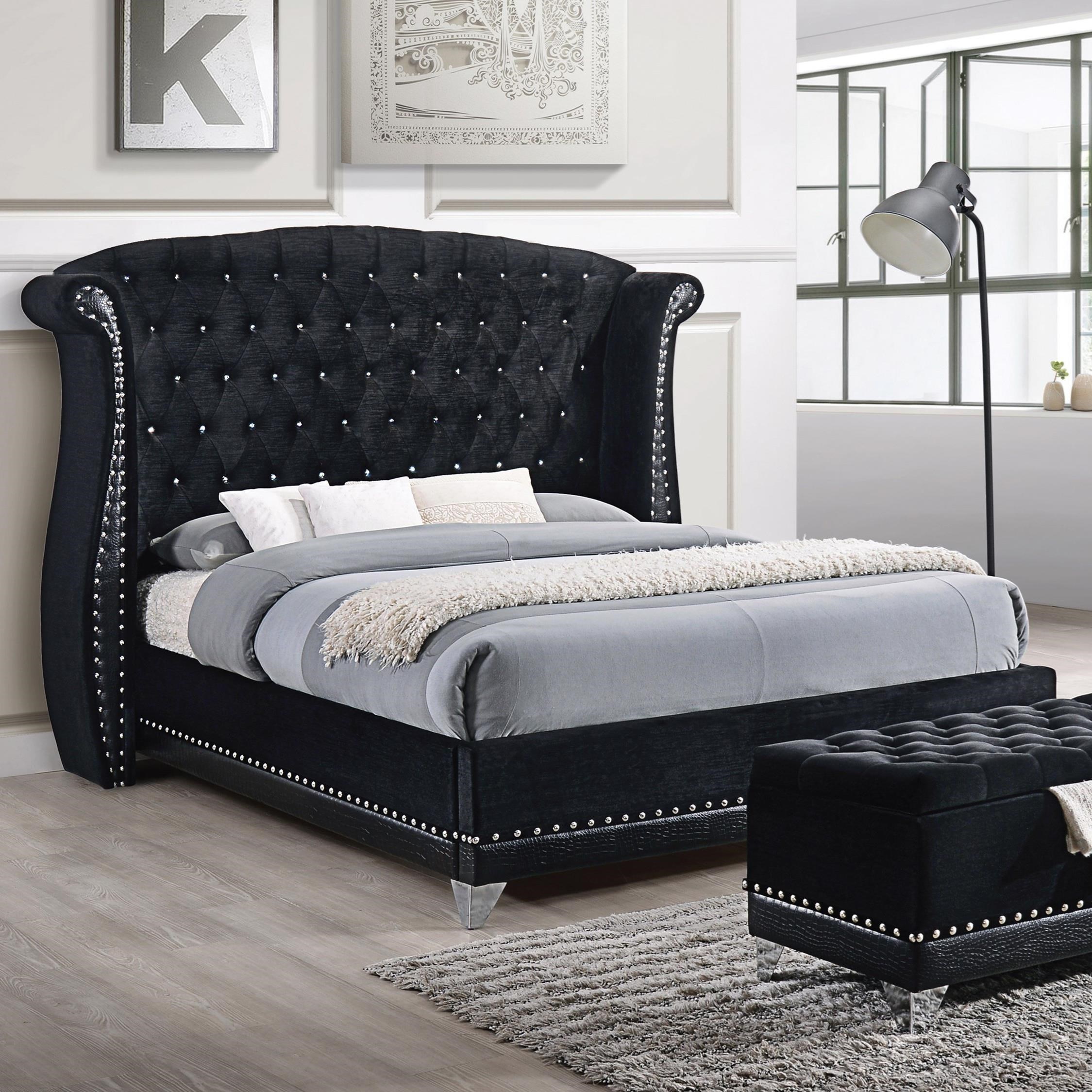 Coaster Barzini Glamorous Upholstered King Bed Value City
