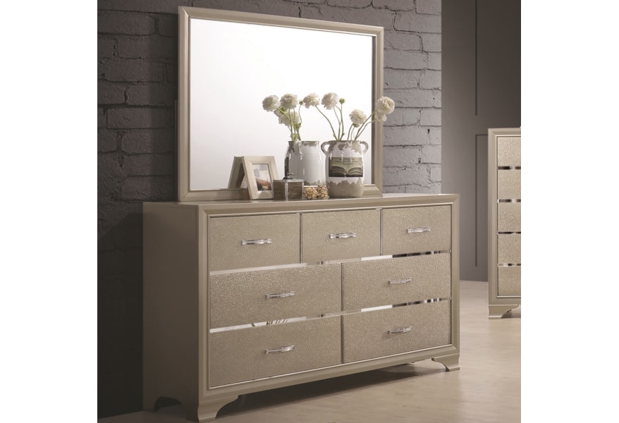 Coaster Beaumont Glamorous Seven Drawer Dresser And Mirror A1 Furniture Mattress Dresser Mirror Sets