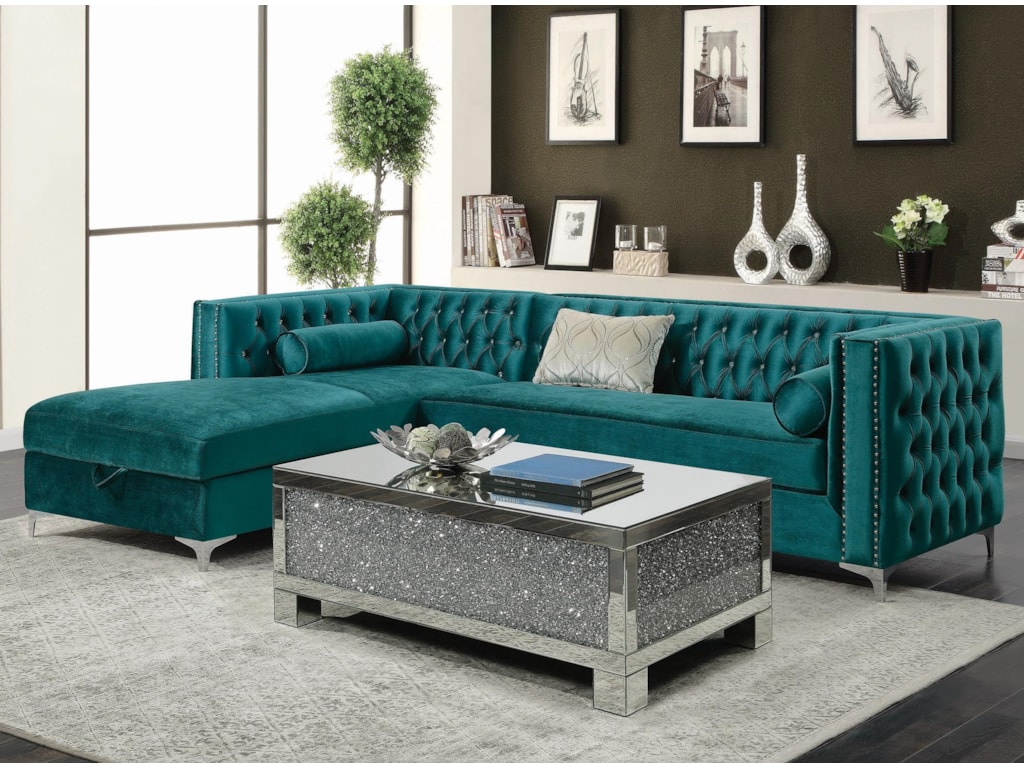 Bellaire Tufted Sectional With Storage Chaise By Coaster At Value City Furniture