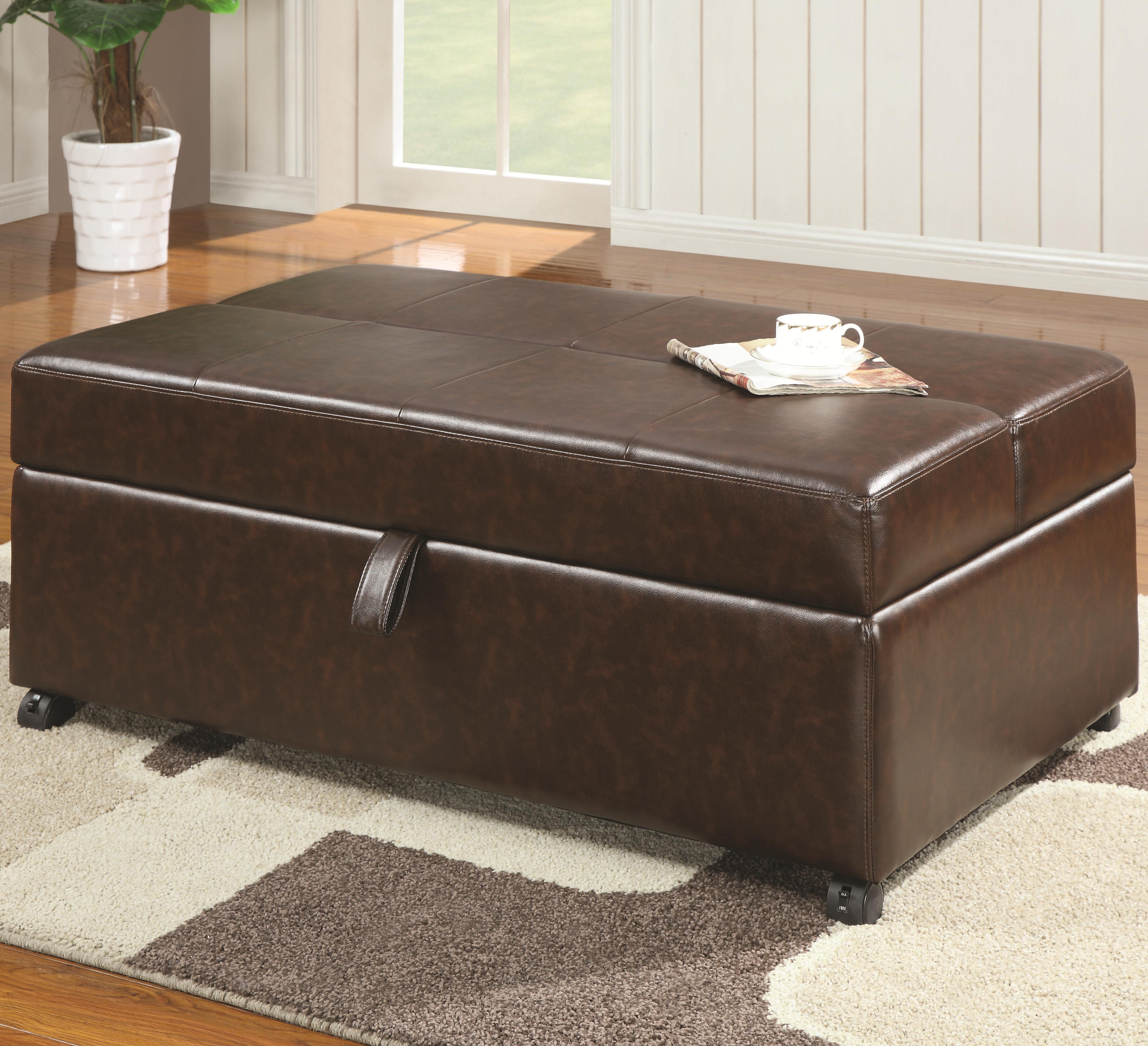 Benches Brown Upholstered Bench With Fold Out Sleeper Casters