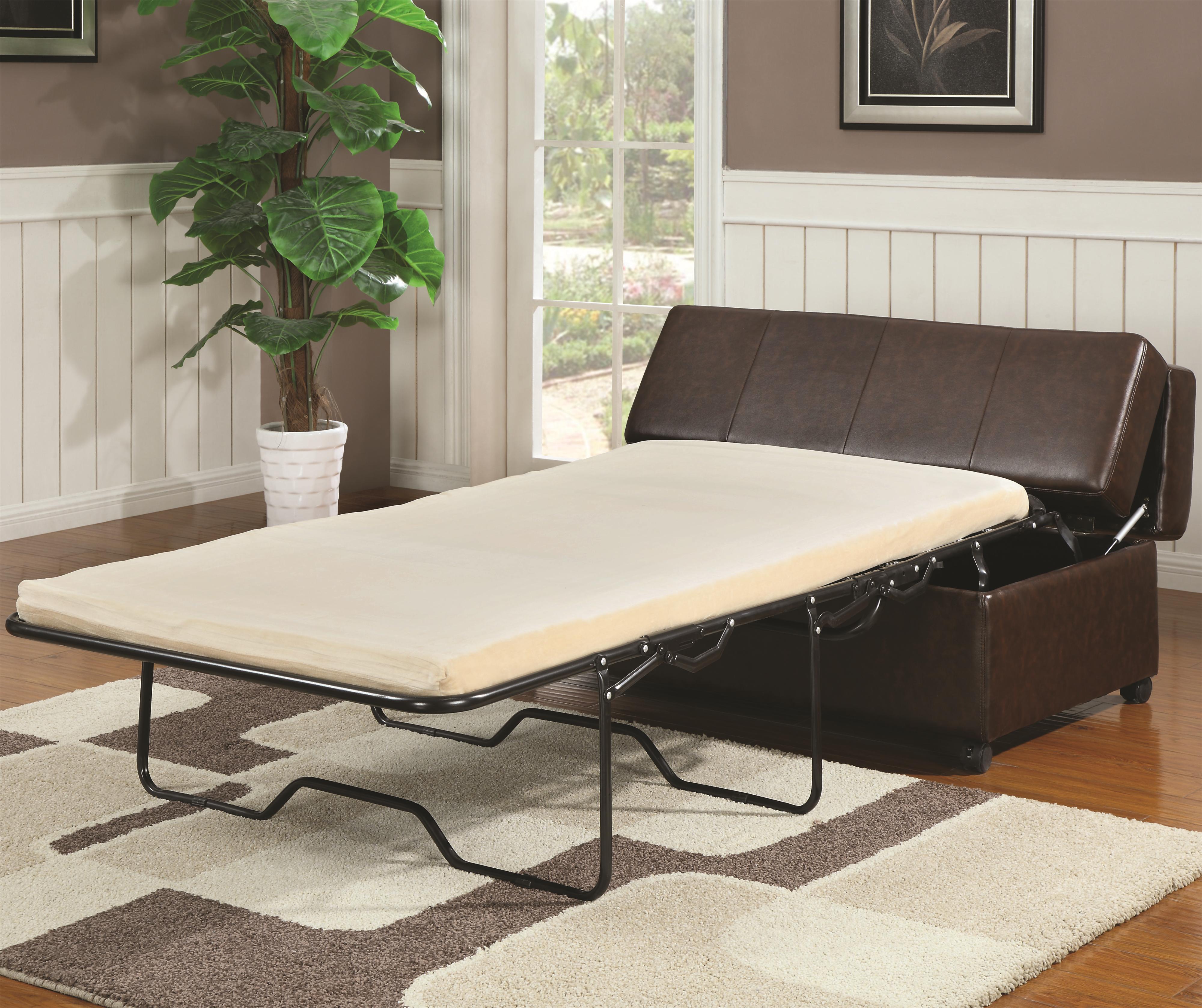 Coaster Benches Brown Upholstered Bench With Fold Out Sleeper