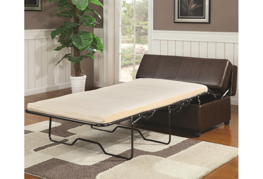 Coaster Benches Brown Upholstered Bench With Fold Out Sleeper
