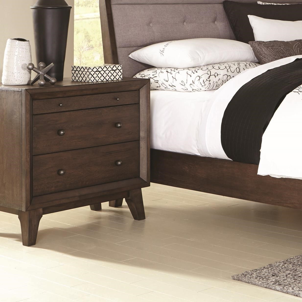Coaster Bingham B259 02 3 Drawer Night Stand With Top Felt Lined
