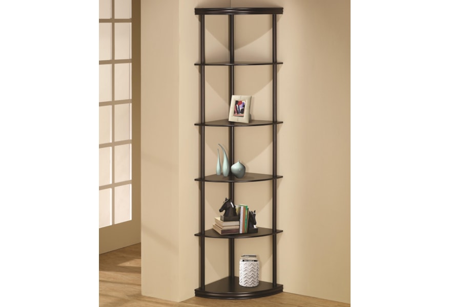 Coaster Bookcases 800279 Corner Bookshelf In Dark Finish Dunk