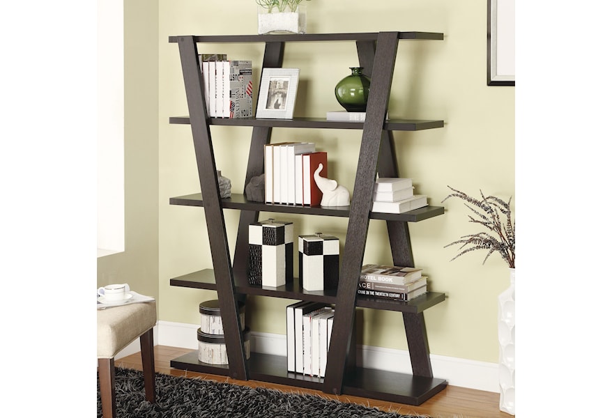 Coaster Bookcases Modern Bookshelf With Inverted Supports Open