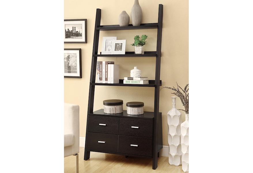 Coaster Bookcases Leaning Ladder Bookshelf With 2 Drawers Value