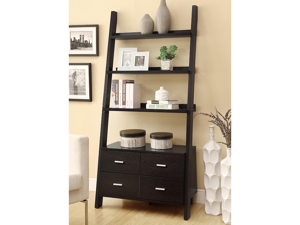 Bookcases Leaning Ladder Bookshelf With 2 Drawers Sadler S Home