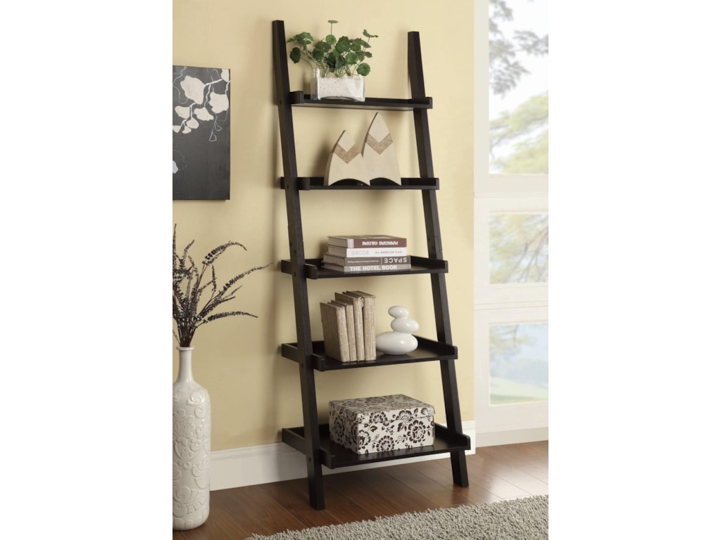 Coaster Bookcases Cuccino Ladder Bookcase With 5 Shelves Value Coaster Bookcasesladder Bookcase