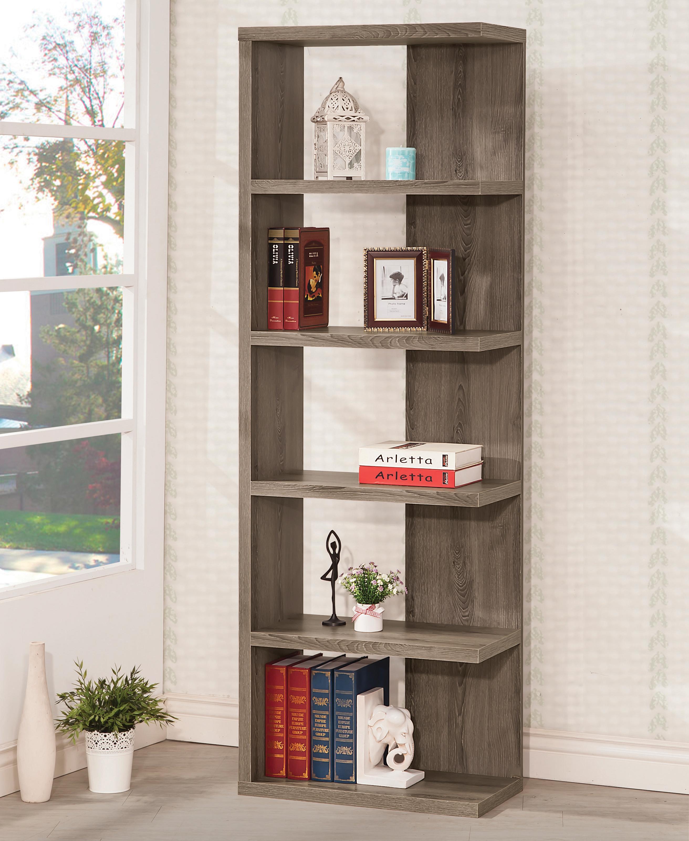 Coaster Bookcases Weathered Grey Semi Backless Bookcase Rife S