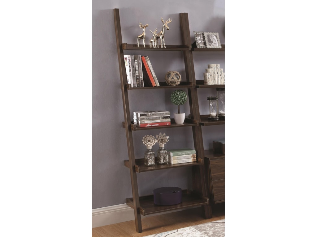 Coaster Bookcases 5 Shelf Ladder Bookcase With Dark Walnut Finish Bookcases 5 Shelf Ladder Bookcase With Dark Walnut Finish By Coaster