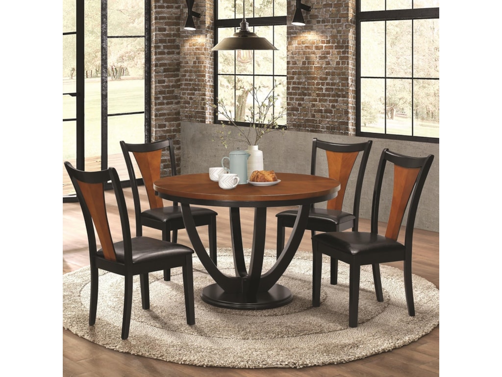 Boyer Contemporary 5 Piece Table And Chair Set With Two Tone Finish By Coaster At Value City Furniture