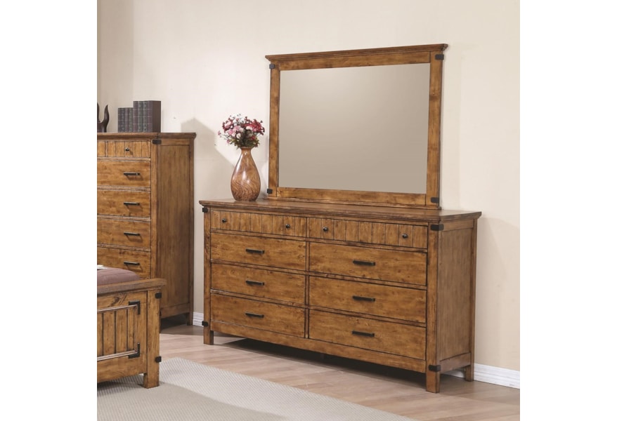 Coaster Brenner 8 Drawer Dresser And Mirror With Wood Frame