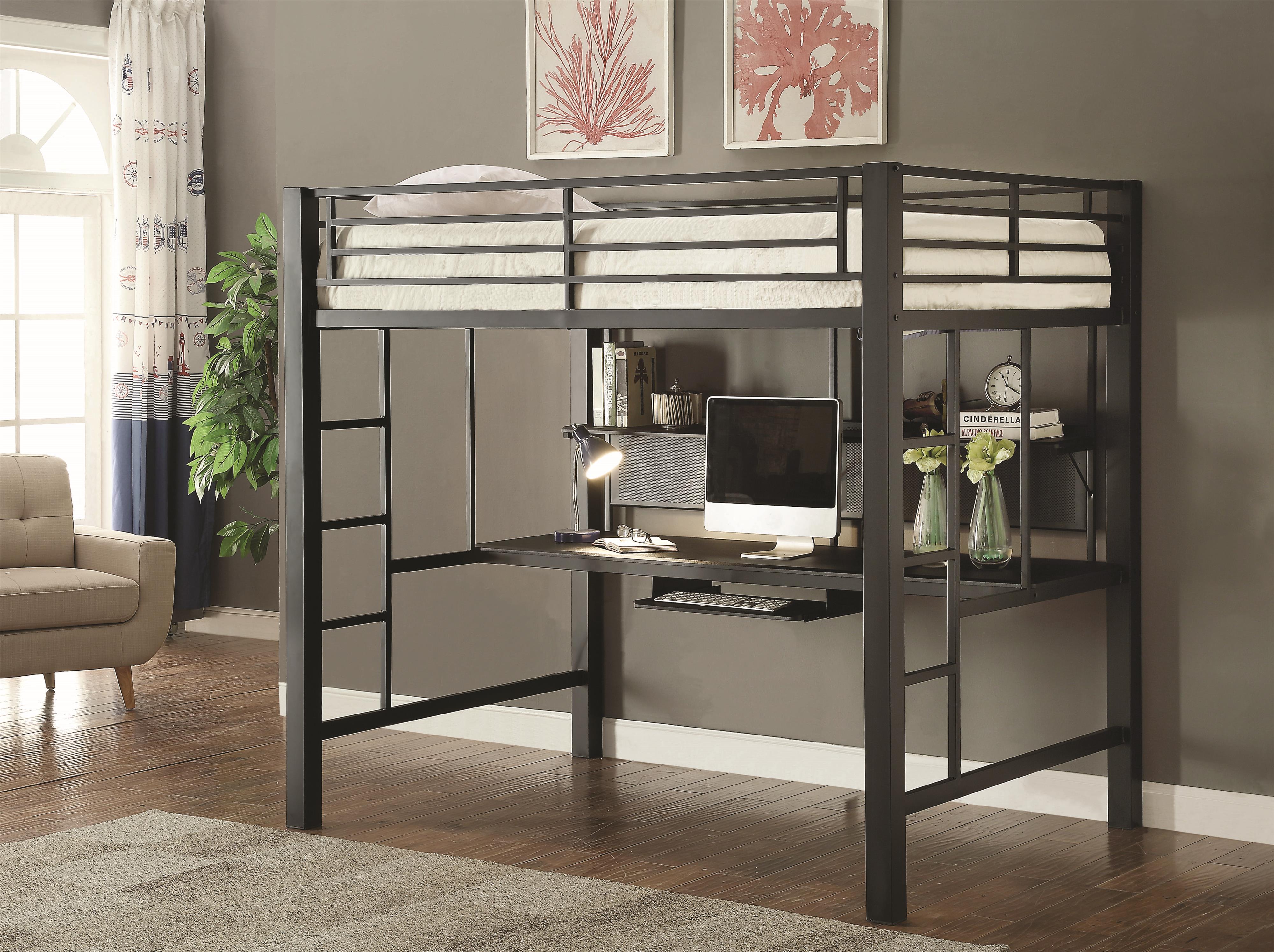 Coaster Bunks 460023 Workstation Full Loft Bed Corner Furniture