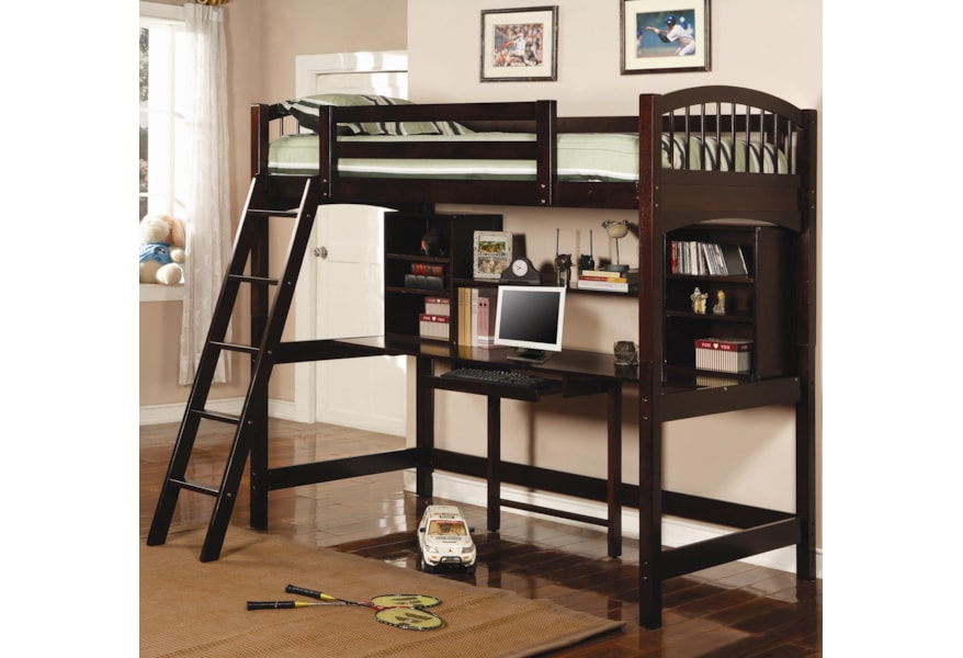 Coaster Bunks 460063 Casual Twin Workstation Loft Bunk Dunk