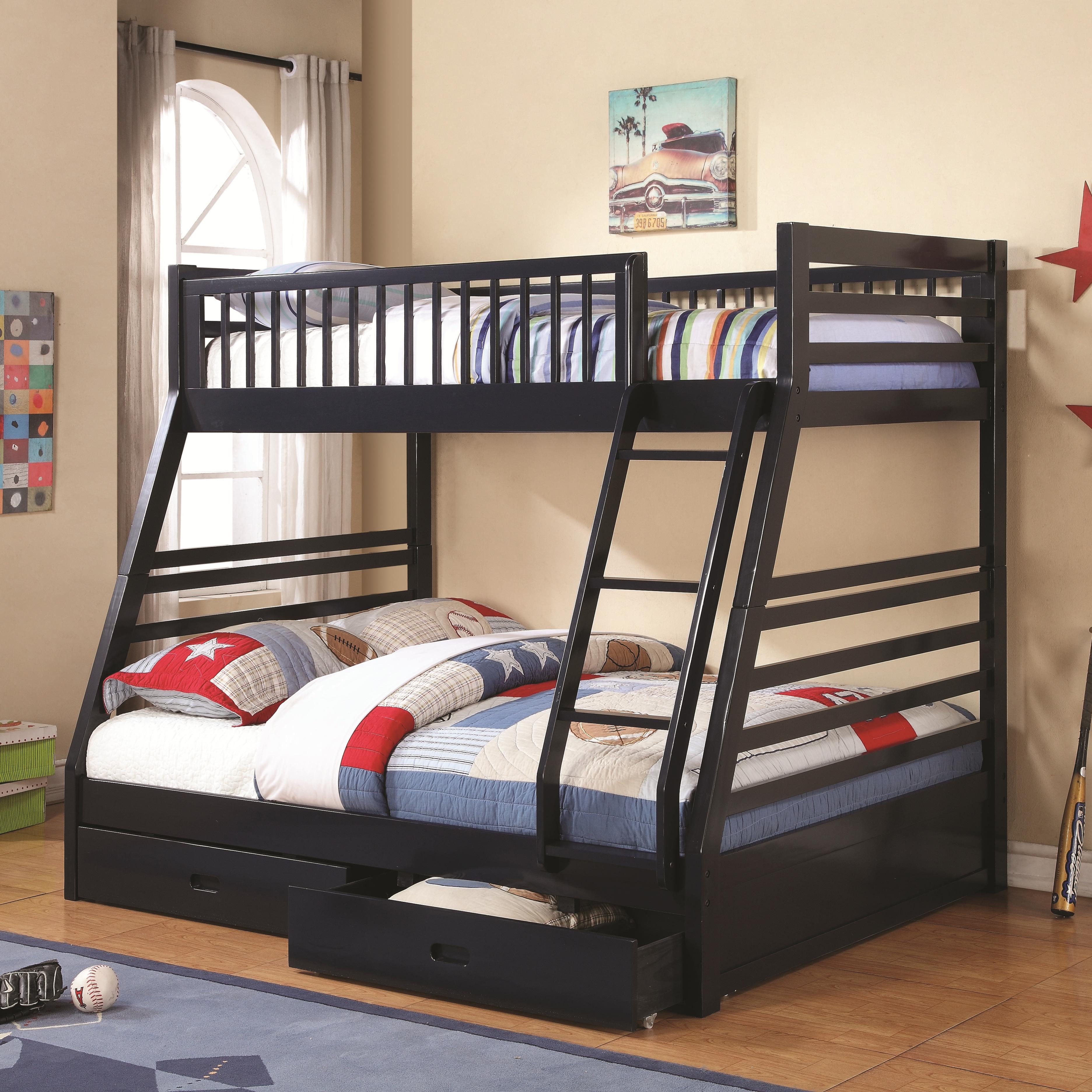 Coaster Bunks 460181 Twin Over Full Bunk Bed With 2 Drawers And
