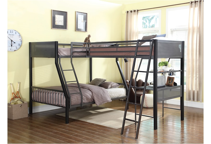 Coaster Bunks Metal Twin Over Full Loft Bunk Bed With Loft