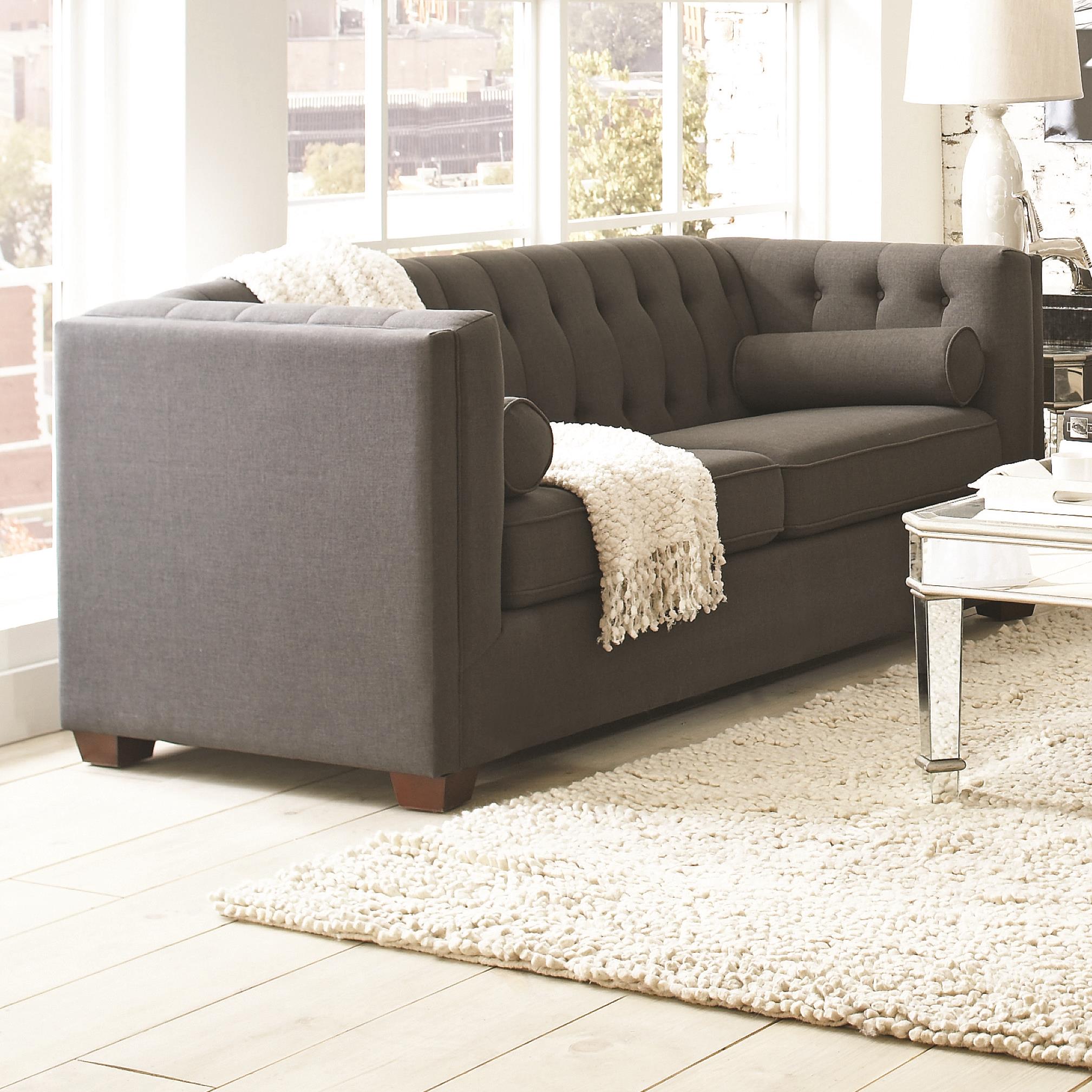Coaster Cairns 504901 Stationary Sofa With Tufted Back And Lumbar