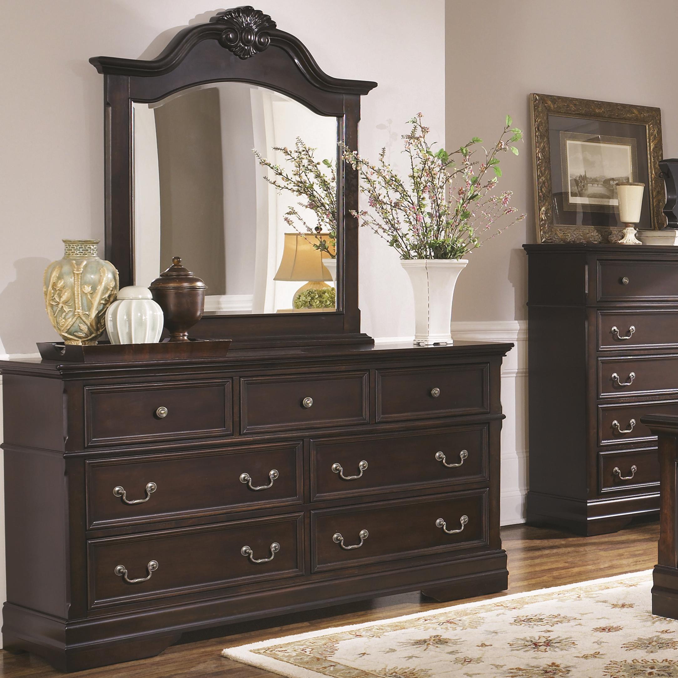 Coaster Cambridge 7 Drawer Dresser And Arched Mirror Set With