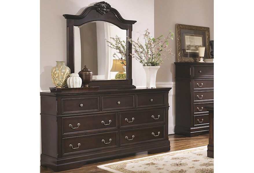 Coaster Cambridge 7 Drawer Dresser And Arched Mirror Set With