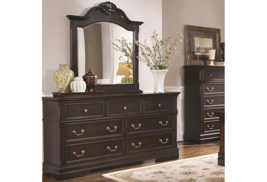Coaster Cambridge 7 Drawer Dresser And Arched Mirror Set With