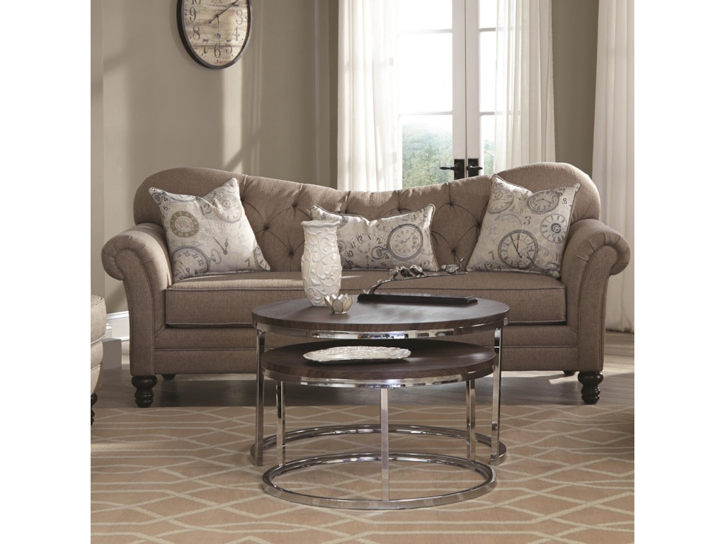 Carnahan Traditional Sofa With Tufted Reverse Camel Back By Coaster At Value City Furniture