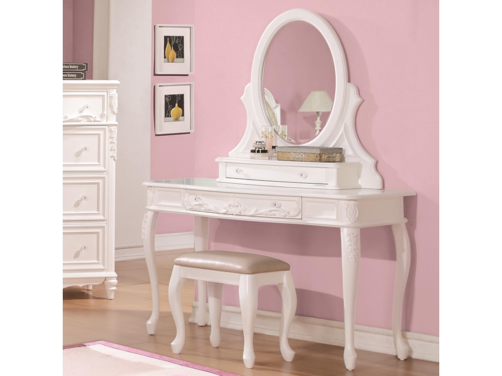 Coaster Caroline Vanity Desk And Mirror With Cabriole Legs A1