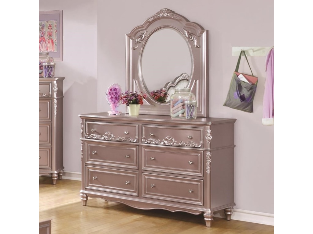 Fine Furniture Caroline Decorative 6 Drawer Dresser And Mirror Set