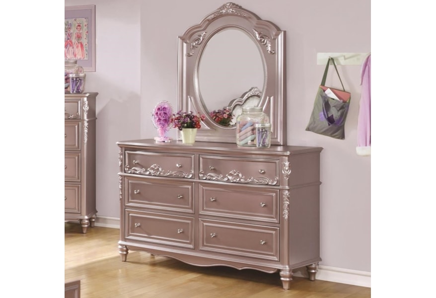 Coaster Caroline Decorative 6 Drawer Dresser And Mirror Set Value City Furniture Sets 6 Drawer Dresser And Mirror Set