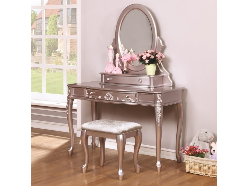 Coaster Caroline Vanity Desk And Mirror With Cabriole Legs