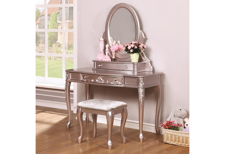 Coaster Caroline Vanity Desk And Mirror With Cabriole Legs