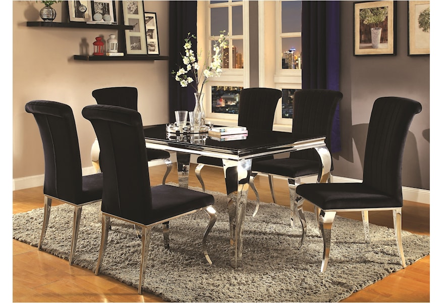 Coaster Carone Contemporary Glam Dining Room Set With Upholstered