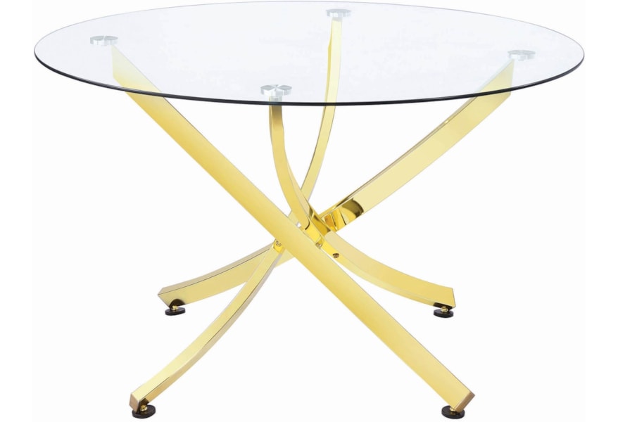Chanel Glam Round Dining Table With Gold Colored Legs By Coaster At Dunk Bright Furniture Chanel Glam Round Dining Table With Gold Colored Legs By Coaster At Dunk Bright Furniture
