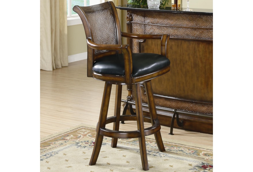 Coaster Clarendon Traditional Bar Stool With Leather Seat A1 Furniture Mattress Bar Stools