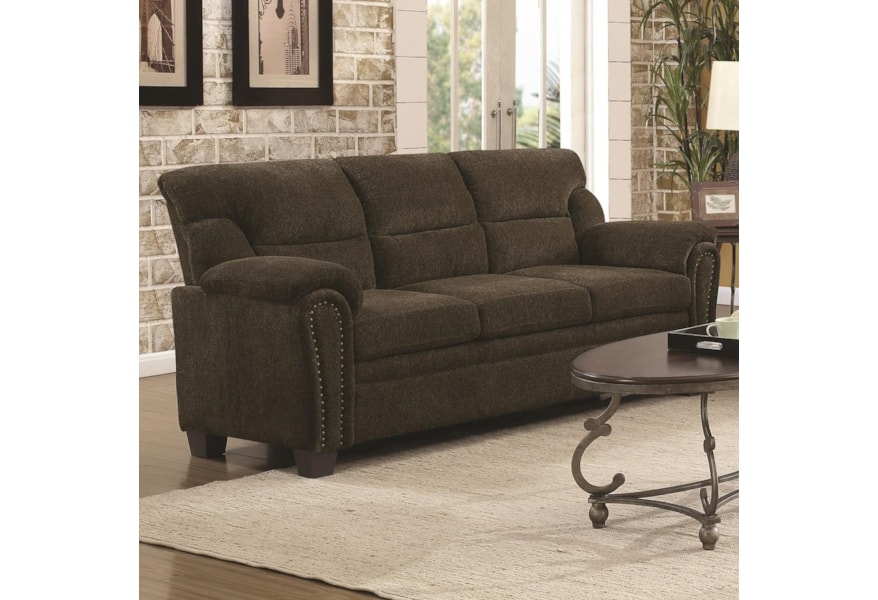 Coaster Clemintine By 506571 Casual Padded Sofa With Nail Coaster Clemintine By 506571
