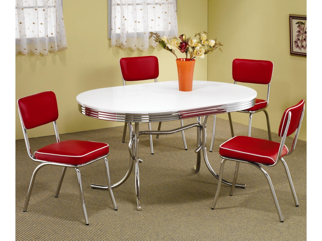 Coaster Cleveland 5 Piece Chrome Plated Dining Set A1 Furniture