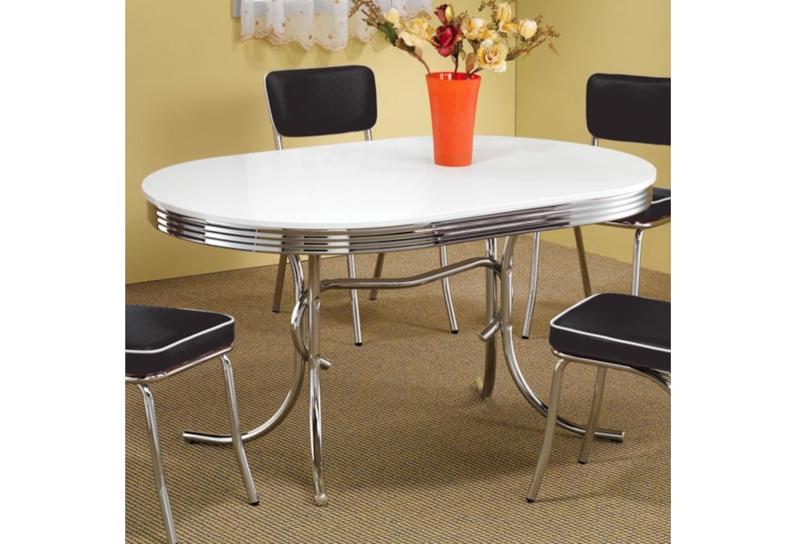 Coaster Cleveland 2065 Chrome Plated Oval Dining Table Northeast Factory Direct Kitchen Tables
